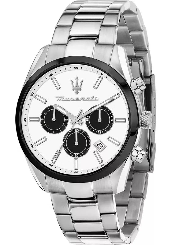 Buy Shop Maserati Attrazione Chronograph White Dial Silver Steel Strap Watch for Men - R8853151004 USA Online