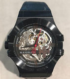 Buy Shop Maserati Automatic Skeleton Black Dial Black Leather Strap Watch For Men - R8821108021 USA Online