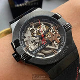 Buy Shop Maserati Automatic Skeleton Black Dial Black Leather Strap Watch For Men - R8821108021 USA Online