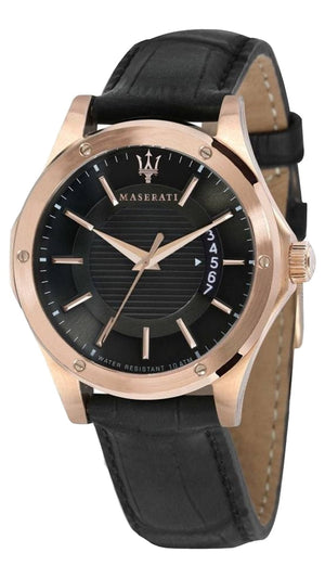 Buy Shop Maserati Circuito Black Dial Black Leather Strap Watch For Men - R8851127001 USA Online