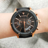 Buy Shop Maserati Circuito Black Dial Black Leather Strap Watch For Men - R8871627001 USA Online