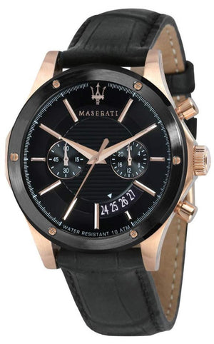 Buy Shop Maserati Circuito Black Dial Black Leather Strap Watch For Men - R8871627001 USA Online