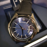Buy Shop Maserati Circuito Blue Dial Black Leather Strap Watch For Men - R8851127002 USA Online