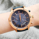 Buy Shop Maserati Circuito Blue Dial Blue Leather Strap Watch For Men - R8871627002 USA Online
