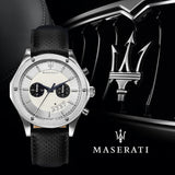 Buy Shop Maserati Circuito Chronograph Analog White Dial Black Leather Strap Watch for Men - R8871627005 USA Online