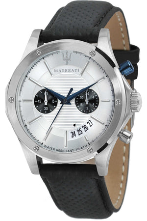 Buy Shop Maserati Circuito Chronograph Analog White Dial Black Leather Strap Watch for Men - R8871627005 USA Online