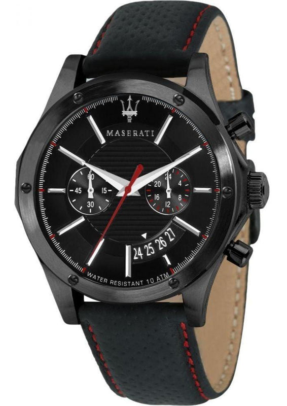 Buy Shop Maserati Circuito Black Dial Black Leather Strap Watch For Men - R8871627004 USA Online