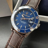 Buy Shop Maserati Competizione Analog Blue Dial Brown Leather Strap Watch for Men - R8851100004 USA Online