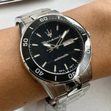 Buy Shop Maserati Competizione Automatic Black Dial Silver Steel Strap Watch For Men - R8823100002 USA Online