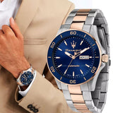 Buy Shop Maserati Competizione Automatic Blue Dial Two Tone Steel Strap Watch For Men - R8823100001 USA Online