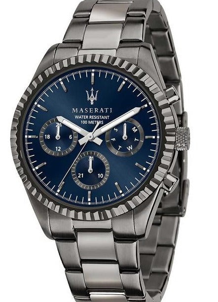 Buy Shop Maserati Competizione Blue Dial Grey Steel Strap Watch For Men - R8853100019 USA Online