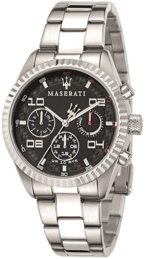 Buy Shop Maserati Competizione Chronograph Black Dial Silver Steel Strap Watch For Men - R8853100012 USA Online