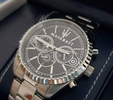 Buy Shop Maserati Competizione Chronograph Black Dial Silver Steel Strap Watch For Men - R8853100014 USA Online