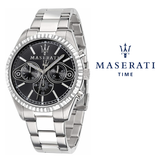 Buy Shop Maserati Competizione Chronograph Black Dial Silver Steel Strap Watch For Men - R8853100014 USA Online