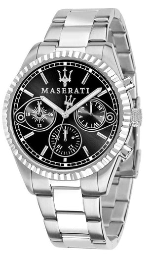 Buy Shop Maserati Competizione Chronograph Black Dial Silver Steel Strap Watch For Men - R8853100014 USA Online