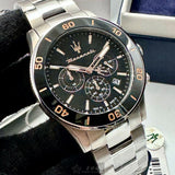 Buy Shop Maserati Competizione Chronograph Black Dial Silver Steel Strap Watch For Men - R8873600003 USA Online