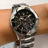 Buy Shop Maserati Competizione Chronograph Black Dial Silver Steel Strap Watch For Men - R8873600003 USA Online