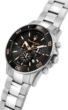 Buy Shop Maserati Competizione Chronograph Black Dial Silver Steel Strap Watch For Men - R8873600003 USA Online