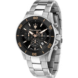 Buy Shop Maserati Competizione Chronograph Black Dial Silver Steel Strap Watch For Men - R8873600003 USA Online