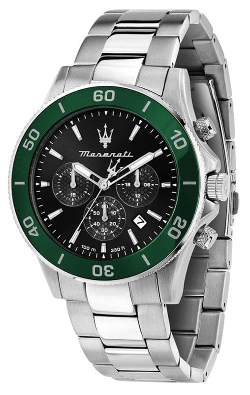 Buy Shop Maserati Competizione Chronograph Black Dial Silver Steel Strap Watch For Men - R8873600008 USA Online