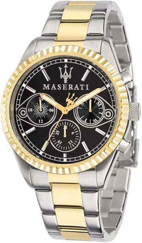 Buy Shop Maserati Competizione Chronograph Black Dial Two Tone Steel Strap Watch For Men - R8853100016 USA Online