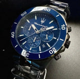 Buy Shop Maserati Competizione Chronograph Blue Dial Black Steel Strap Watch For Men - R8873600005 USA Online