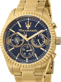 Buy Shop Maserati Competizione Chronograph Blue Dial Gold Steel Strap Watch For Men - R8853100026 USA Online
