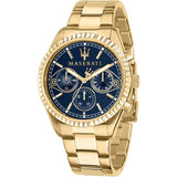 Buy Shop Maserati Competizione Chronograph Blue Dial Gold Steel Strap Watch For Men - R8853100026 USA Online