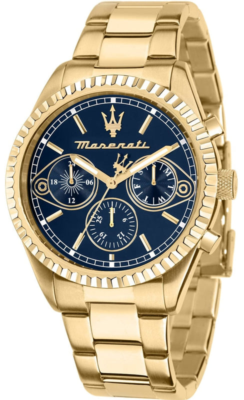 Buy Shop Maserati Competizione Chronograph Blue Dial Gold Steel Strap Watch For Men - R8853100026 USA Online