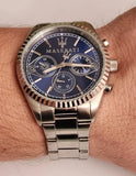 Buy Shop Maserati Competizione Chronograph Blue Dial Silver Steel Strap Watch For Men - R8853100013 USA Online