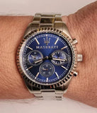 Buy Shop Maserati Competizione Chronograph Blue Dial Silver Steel Strap Watch For Men - R8853100013 USA Online
