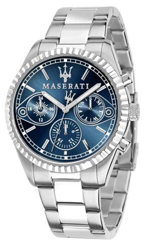 Buy Shop Maserati Competizione Chronograph Blue Dial Silver Steel Strap Watch For Men - R8853100013 USA Online