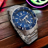 Buy Shop Maserati Competizione Chronograph Blue Dial Silver Steel Strap Watch For Men - R8873600002 USA Online