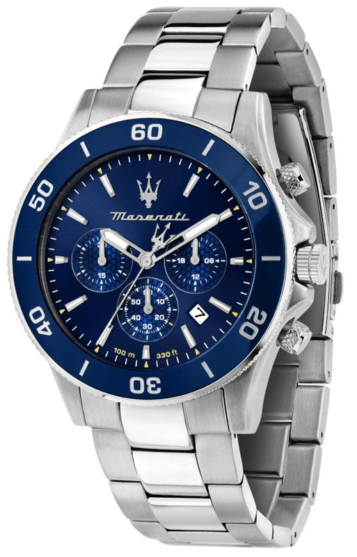 Buy Shop Maserati Competizione Chronograph Blue Dial Silver Steel Strap Watch For Men - R8873600002 USA Online