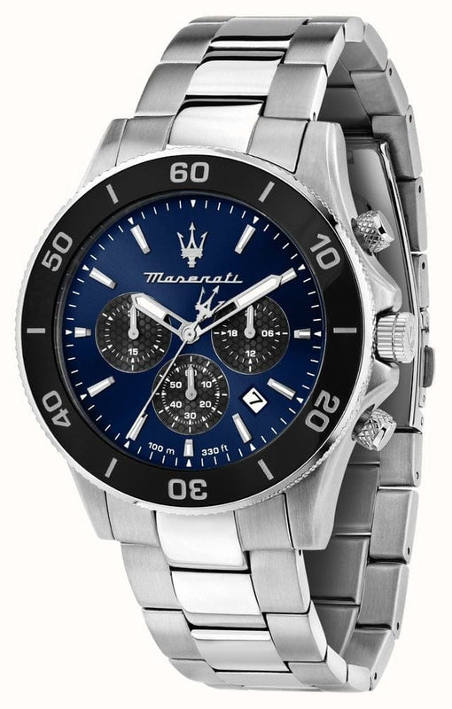Buy Shop Maserati Competizione Chronograph Blue Dial Silver Steel Strap Watch For Men - R8873600009 USA Online