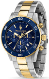 Buy Shop Maserati Competizione Chronograph Blue Dial Two Tone Steel Strap Watch For Men - R8873600006 USA Online