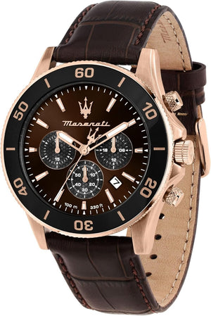 Buy Shop Maserati Competizione Chronograph Brown Dial Brown Leather Strap Watch for Men - R8871600001 USA Online