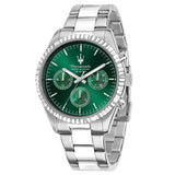 Buy Shop Maserati Competizione Chronograph Green Dial Silver Steel Strap Watch for Men - R8853100044 USA Online