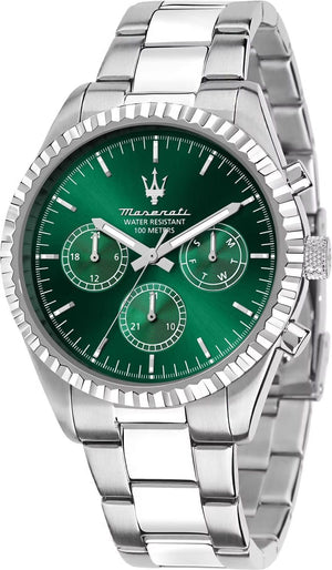 Buy Shop Maserati Competizione Chronograph Green Dial Silver Steel Strap Watch for Men - R8853100044 USA Online