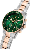 Buy Shop Maserati Competizione Chronograph Green Dial Two Tone Steel Strap Watch For Men - R8873600004 USA Online