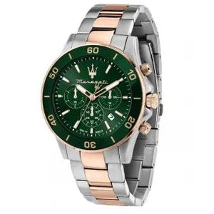 Buy Shop Maserati Competizione Chronograph Green Dial Two Tone Steel Strap Watch For Men - R8873600004 USA Online