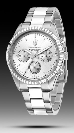 Buy Shop Maserati Competizione Chronograph Silver Dial Silver Steel Strap Watch for Men - R8853100041 USA Online