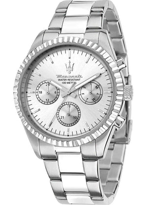 Buy Shop Maserati Competizione Chronograph Silver Dial Silver Steel Strap Watch for Men - R8853100041 USA Online