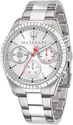 Buy Shop Maserati Competizione Chronograph White Dial Silver Steel Strap Watch For Men - R8853100017 USA Online