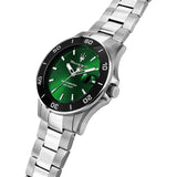 Buy Shop Maserati Competizione Green Dial Silver Steel Strap Watch for Men - R8853100038 USA Online