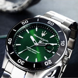 Buy Shop Maserati Competizione Green Dial Silver Steel Strap Watch for Men - R8853100038 USA Online
