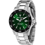 Buy Shop Maserati Competizione Green Dial Silver Steel Strap Watch for Men - R8853100038 USA Online