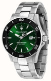 Buy Shop Maserati Competizione Green Dial Silver Steel Strap Watch for Men - R8853100038 USA Online