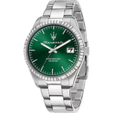 Buy Shop Maserati Competizione Green Dial Silver Steel Strap Watch for Men - R8853100043 USA Online