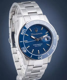 Buy Shop Maserati Competizione Quartz Blue Dial Silver Steel Strap Watch For Men - R8853100036 USA Online